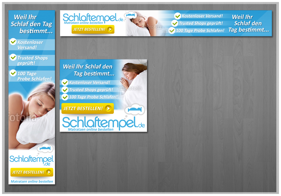 Werbebanner Set für einen Matratzen Onlineshop