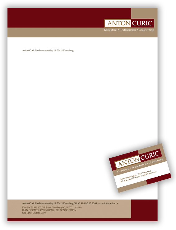 Korrektorat Textredaktion Ghostwriting Business Card Design