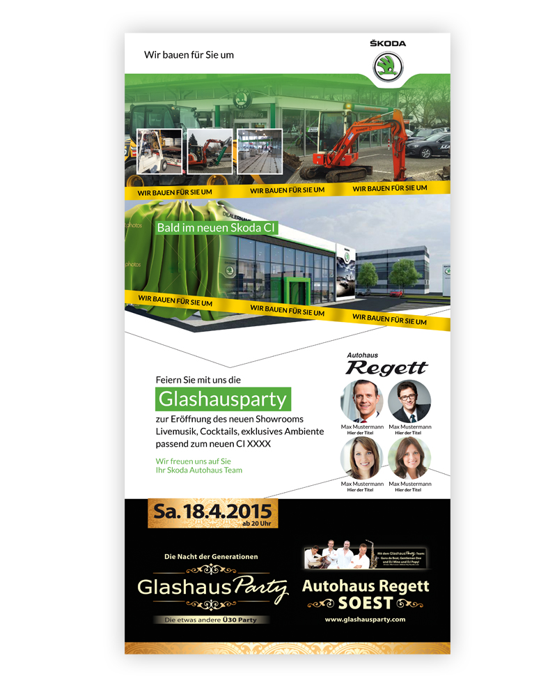 Flyer als Anschreiben nach Umbau Skoda Autohaus » FlyerDesign » designenlassen.de