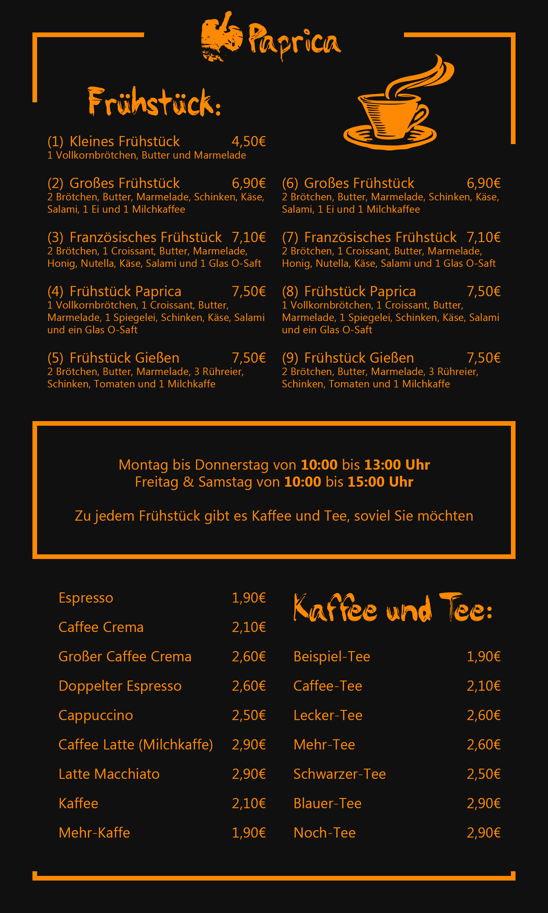 Speisekarten-Design für Gastronomiebetrieb » Speisekarten-Design ...